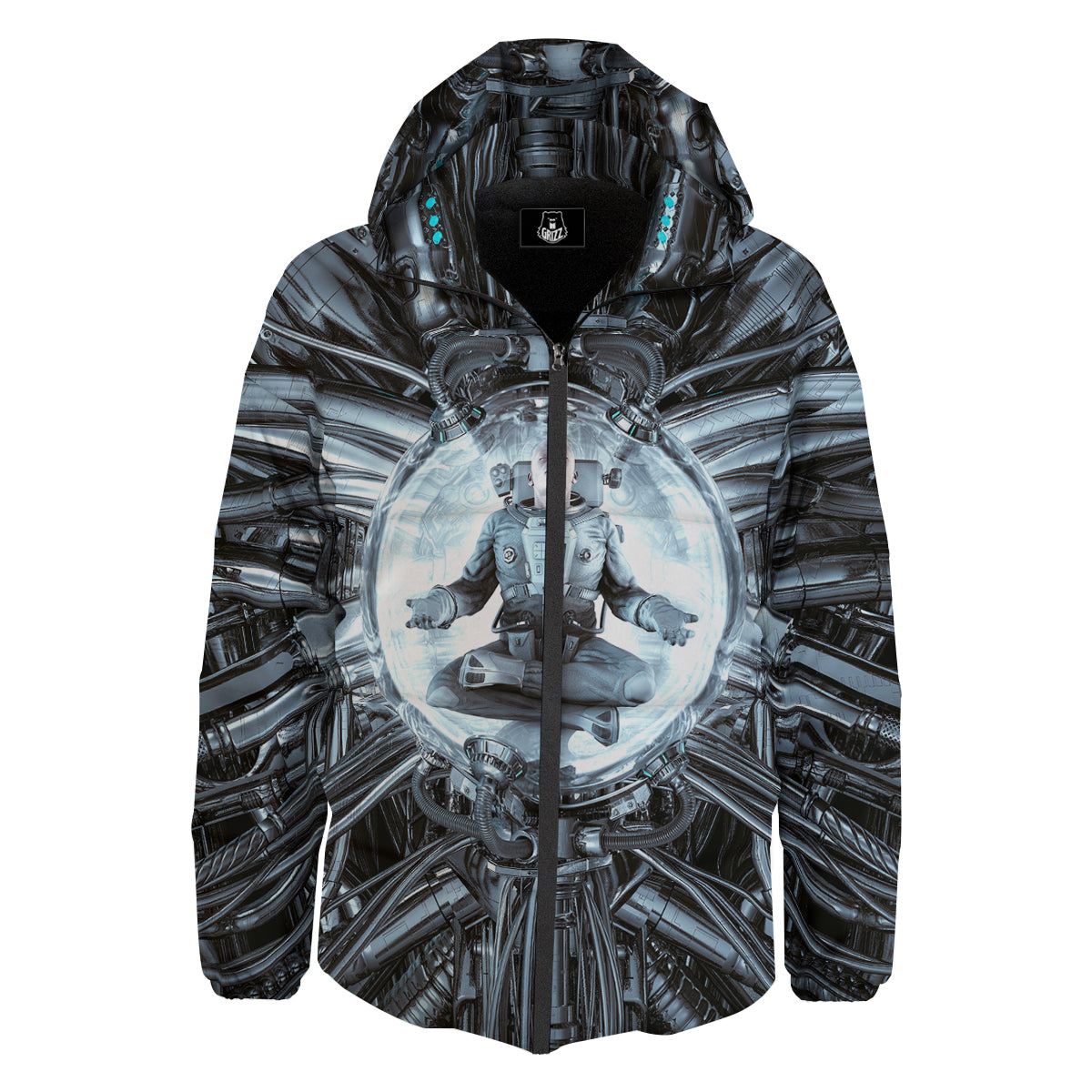 Astronaut In Machine Print Down Jacket-grizzshop