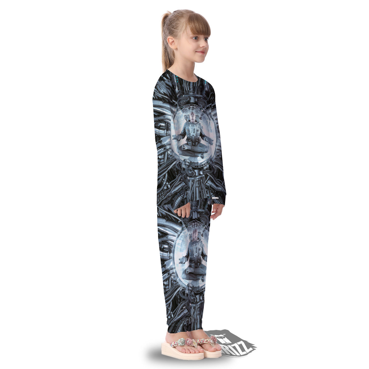 Astronaut In Machine Print Kid's Pajamas-grizzshop