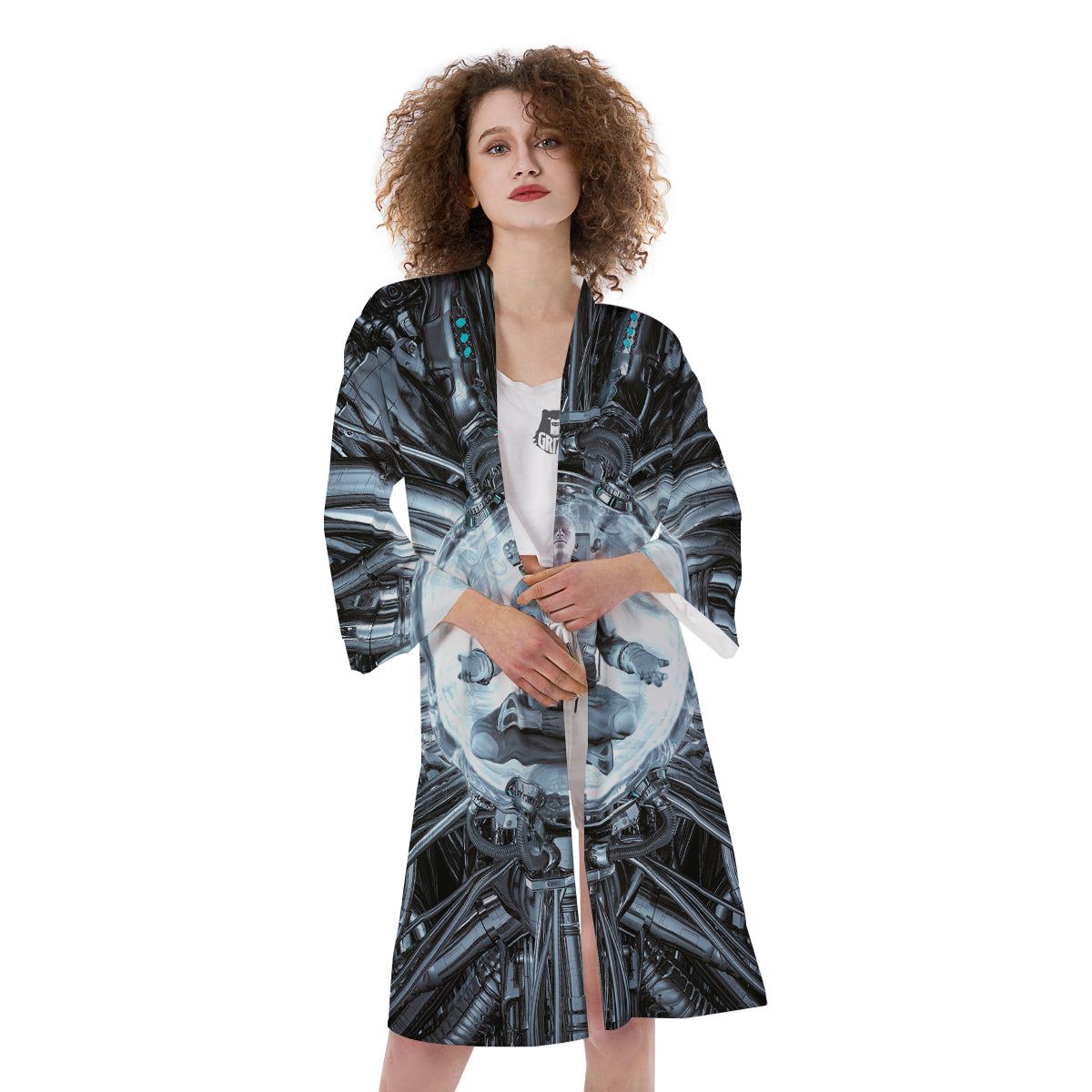 Astronaut In Machine Print Kimono-grizzshop