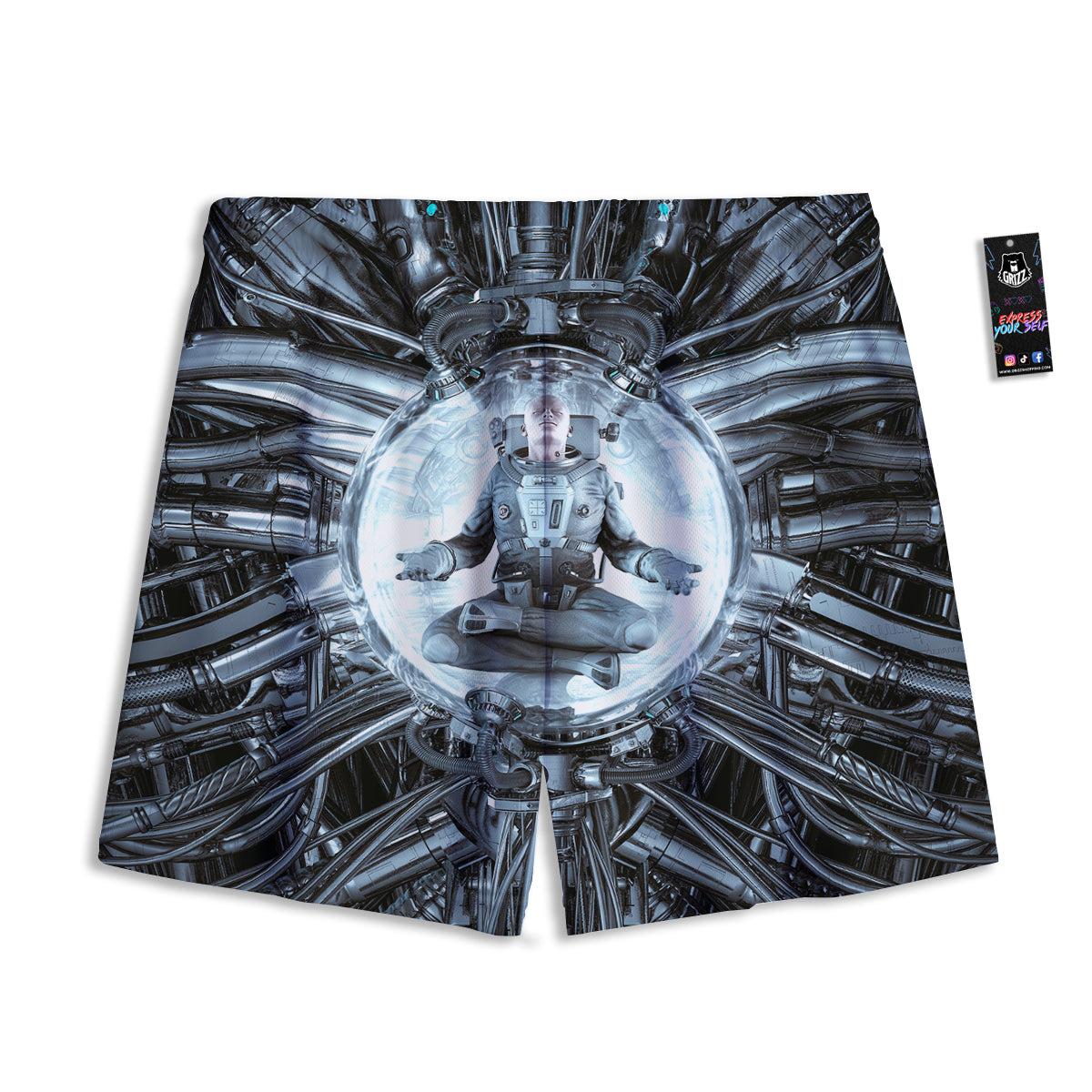 Burning Fire Flame Print Mesh Shorts