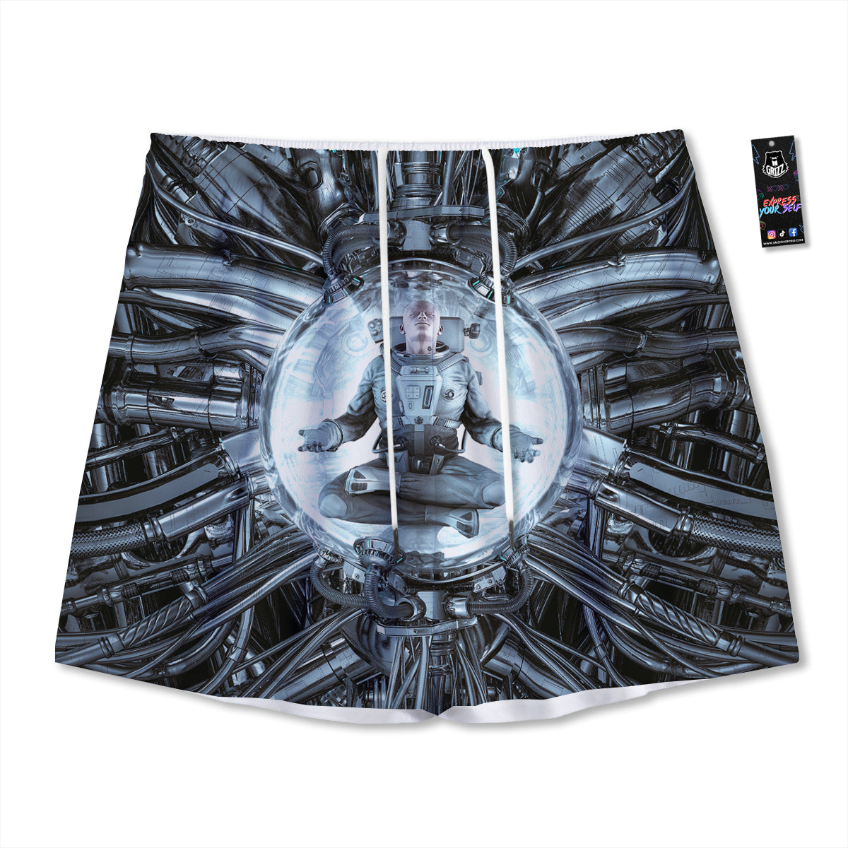 Burning Fire Flame Print Mesh Shorts