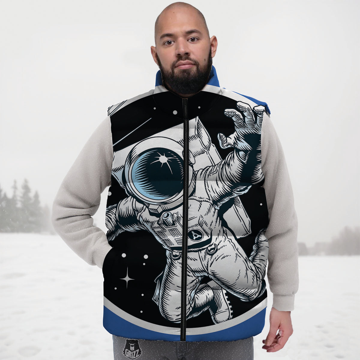 Astronaut In The Space Print Down Vest