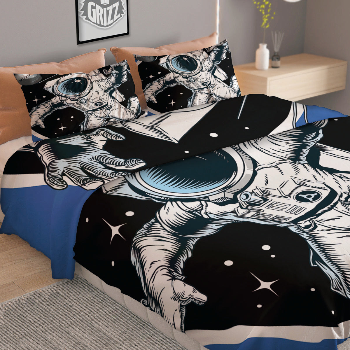 Astronaut In The Space Print Duvet Cover Bedding Set