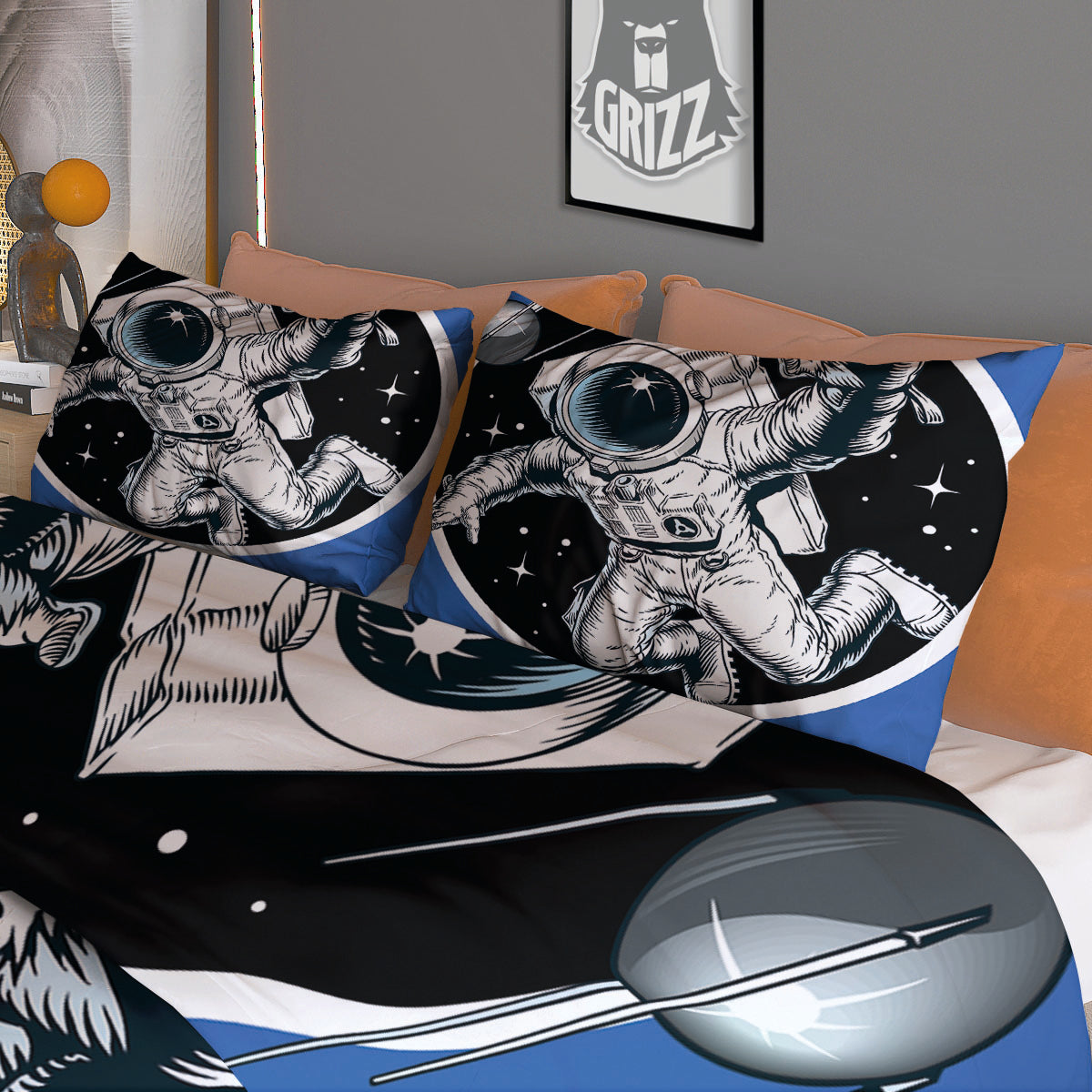 Astronaut In The Space Print Duvet Cover Bedding Set