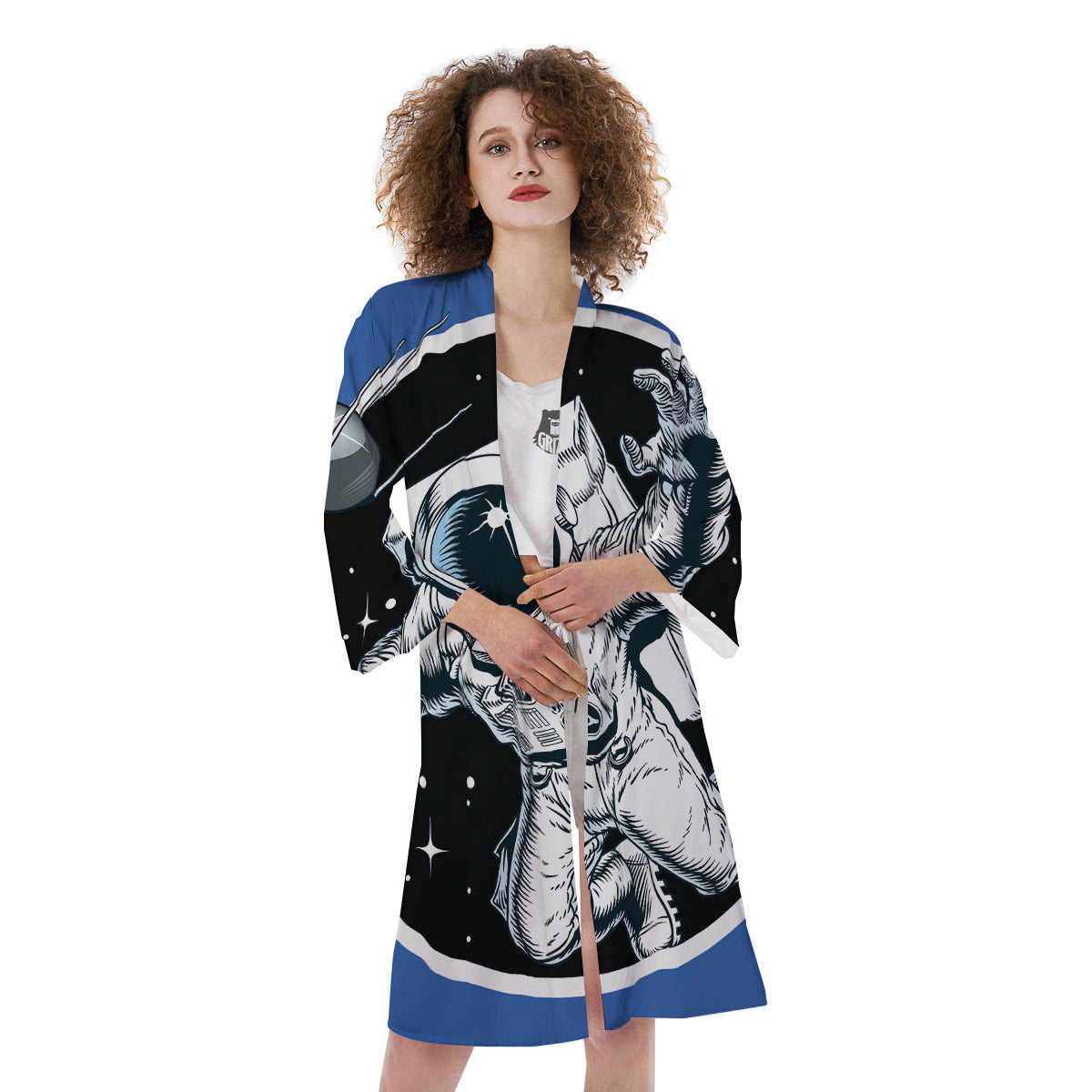 Astronaut In The Space Print Kimono-grizzshop