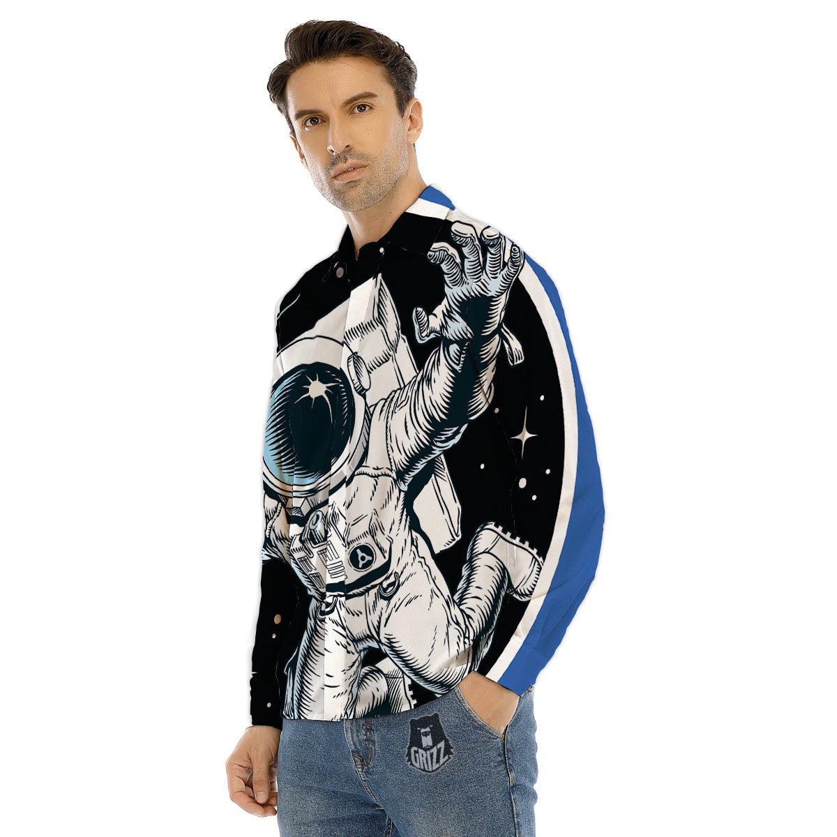 Astronaut In The Space Print Men's Dress Shirts-grizzshop