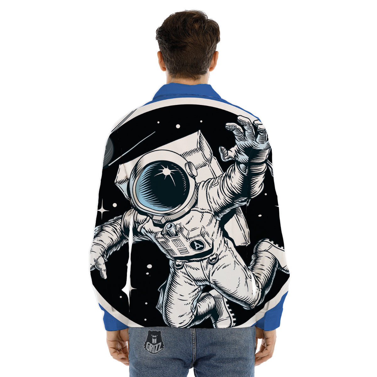 Astronaut In The Space Print Men's Dress Shirts-grizzshop