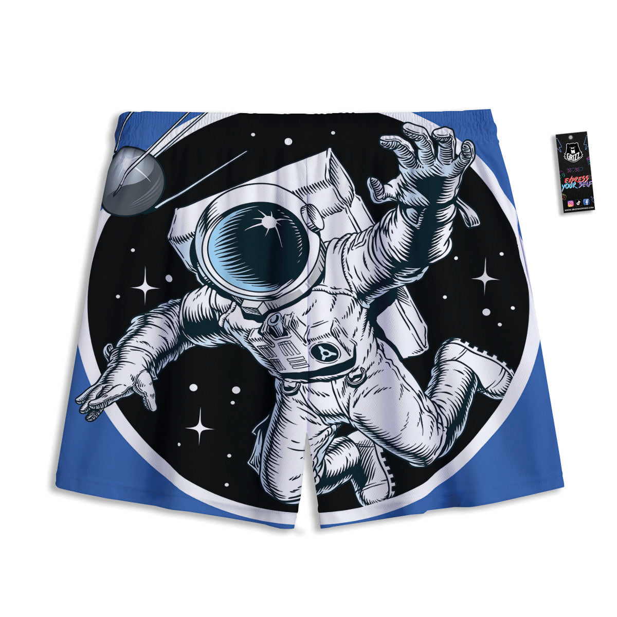 Blue Denim Jeans Polka Dot Print Pattern Mesh Shorts