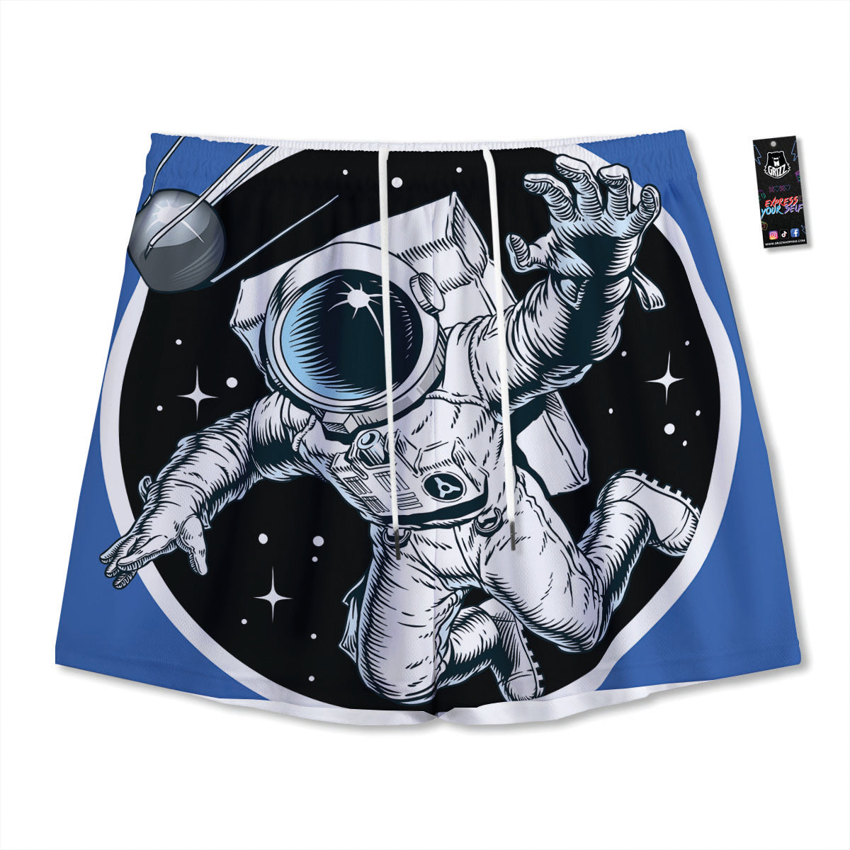 Blue Denim Jeans Polka Dot Print Pattern Mesh Shorts