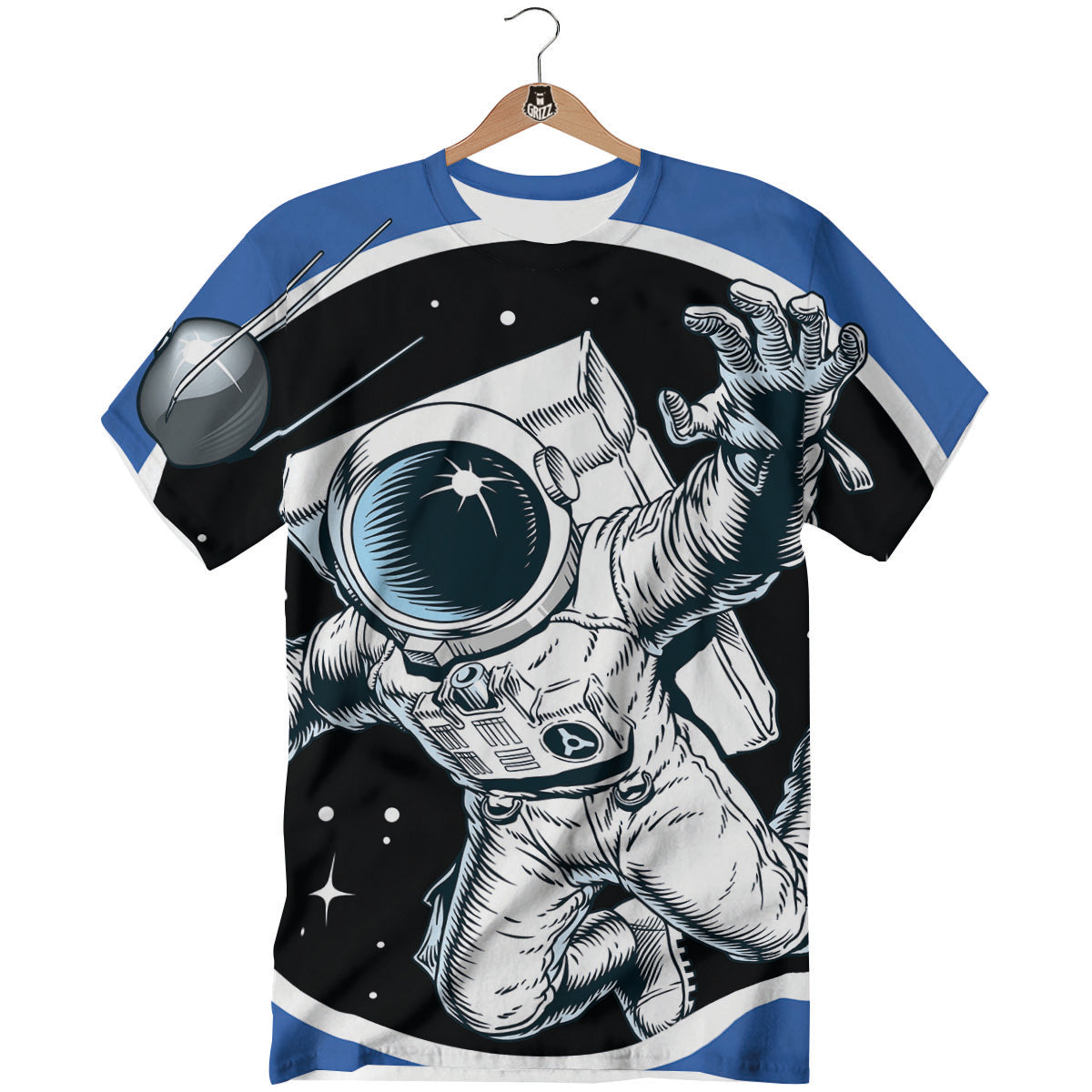 Astronaut In The Space Print T-Shirt-grizzshop