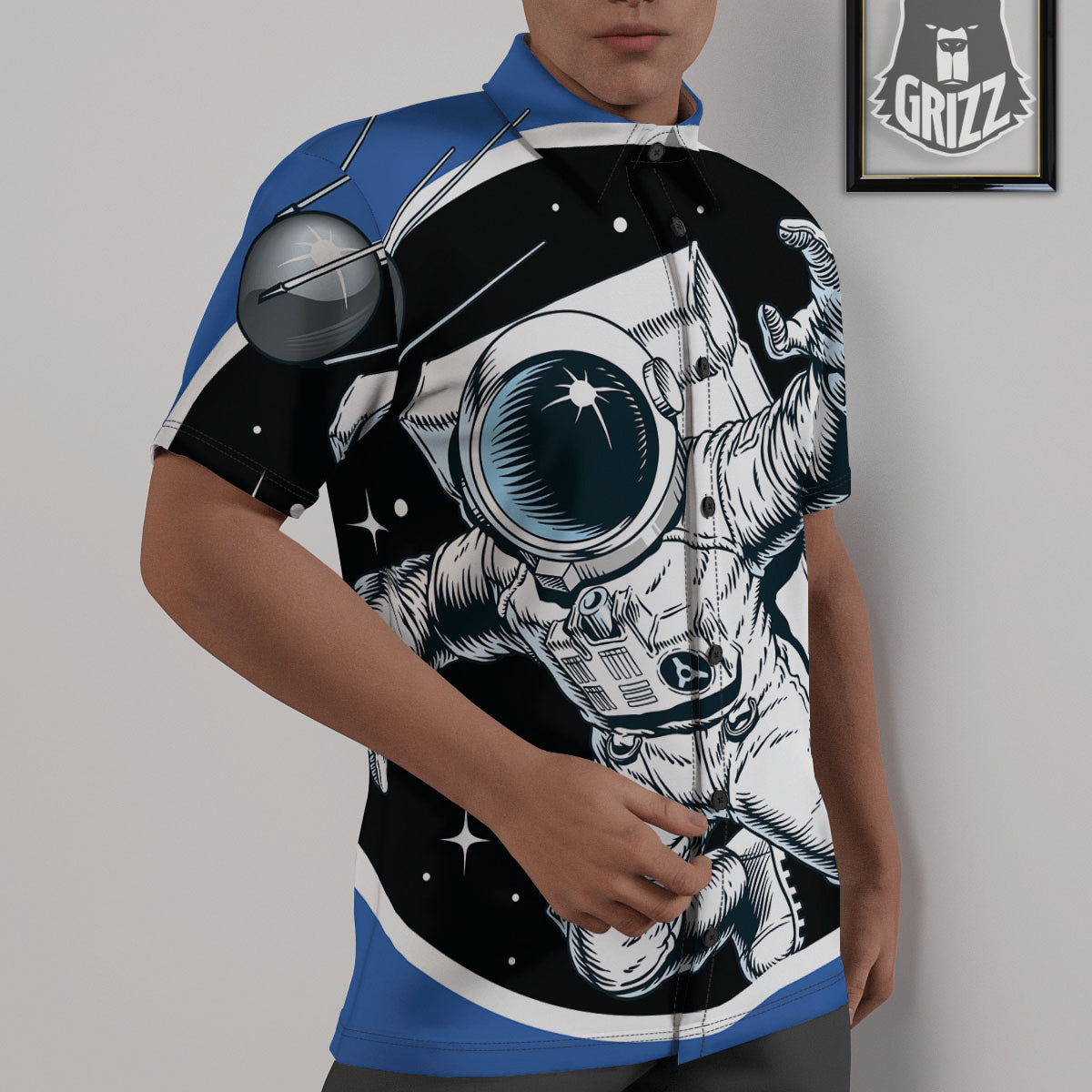 Astronaut In The Space Print Untucked Shirts-grizzshop