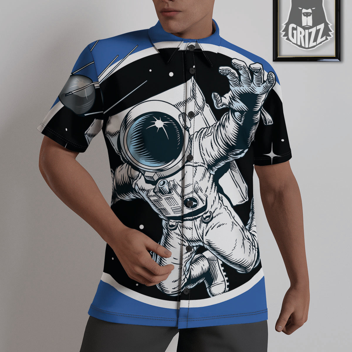 Astronaut In The Space Print Untucked Shirts-grizzshop