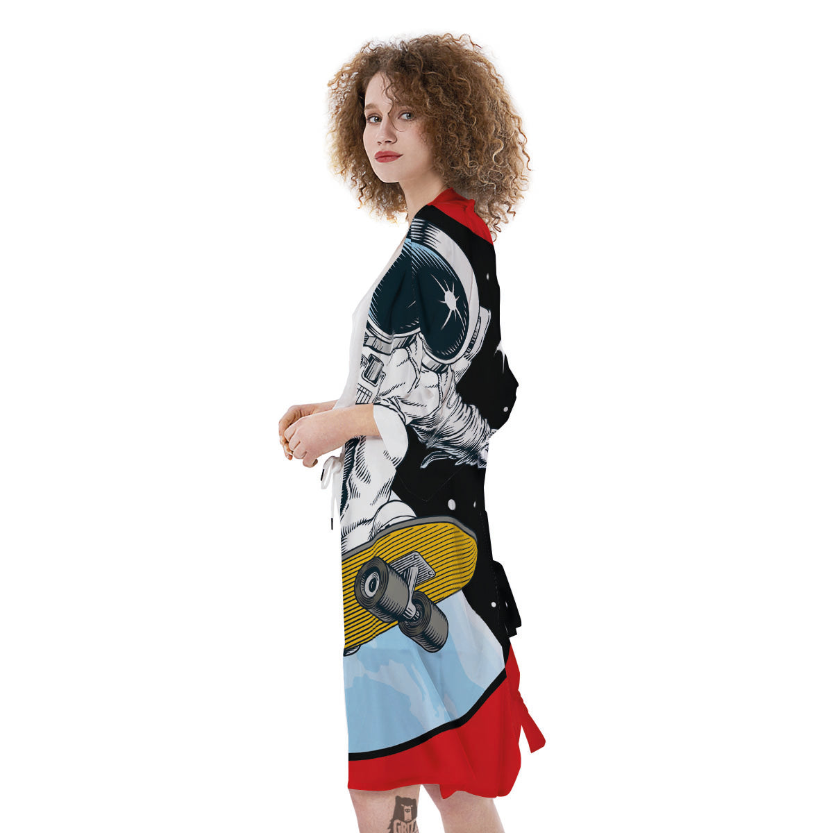 Astronaut Skateboard Print Kimono-grizzshop