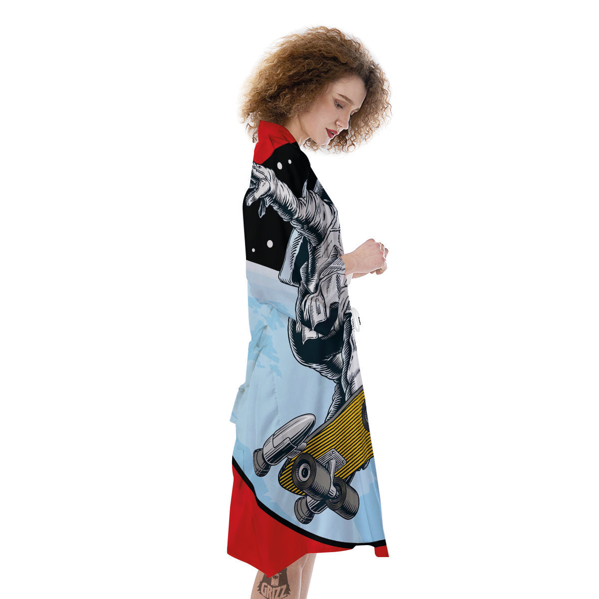 Astronaut Skateboard Print Kimono-grizzshop