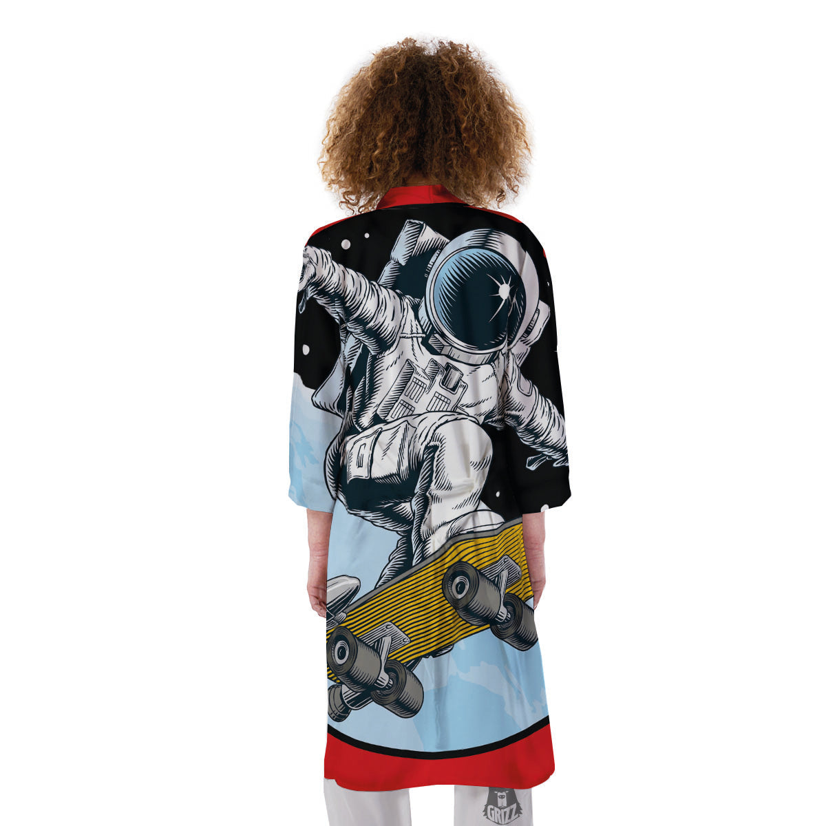 Astronaut Skateboard Print Kimono-grizzshop