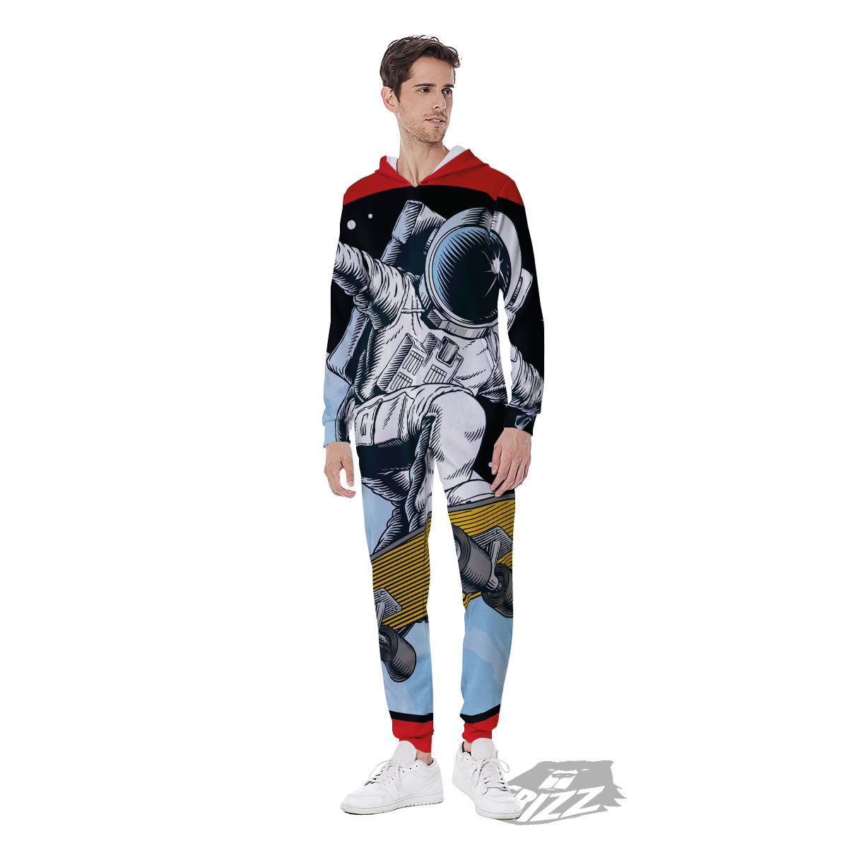Astronaut Skateboard Print Men's Jumpsuit-grizzshop