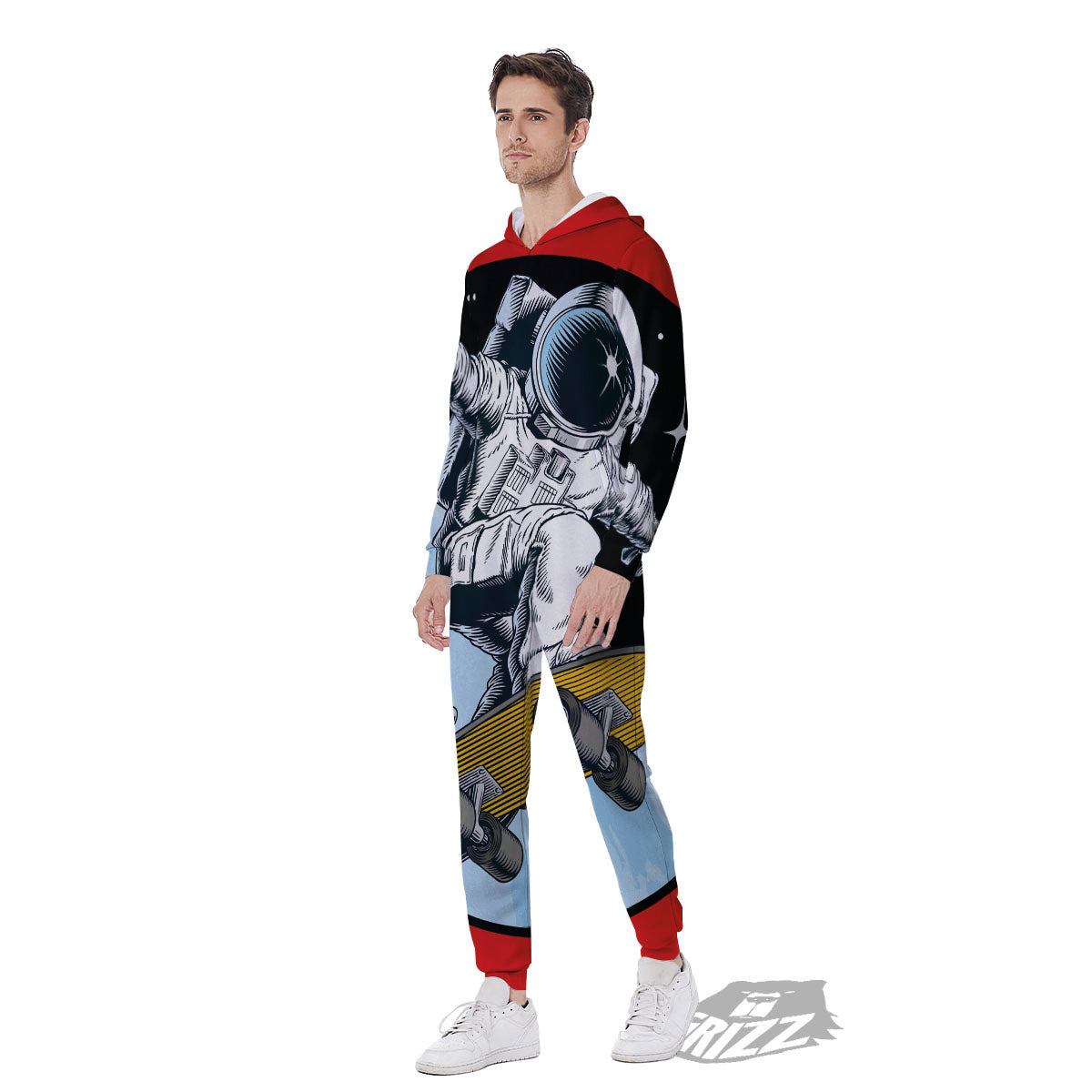 Astronaut Skateboard Print Men's Jumpsuit-grizzshop