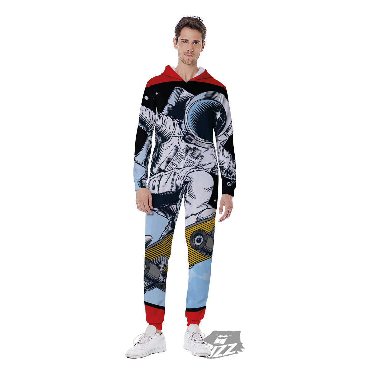 Astronaut Skateboard Print Men's Jumpsuit-grizzshop