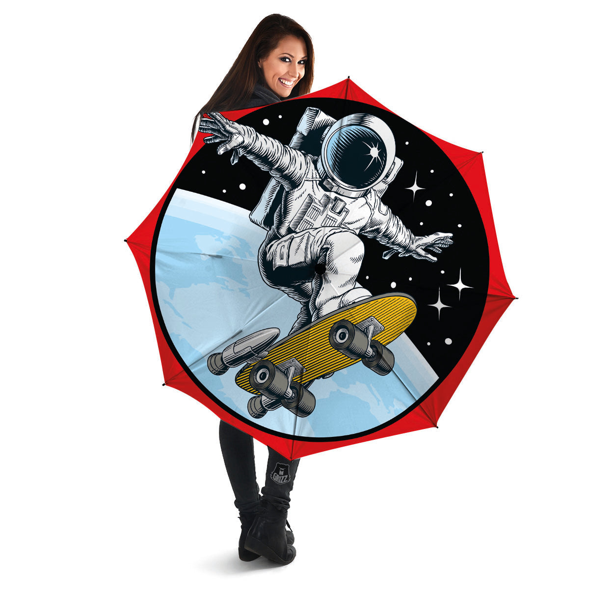Astronaut Skateboard Print Umbrella-grizzshop