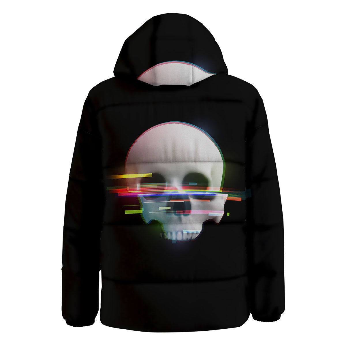 Astronaut Skull Digital Glitch Print Down Jacket-grizzshop