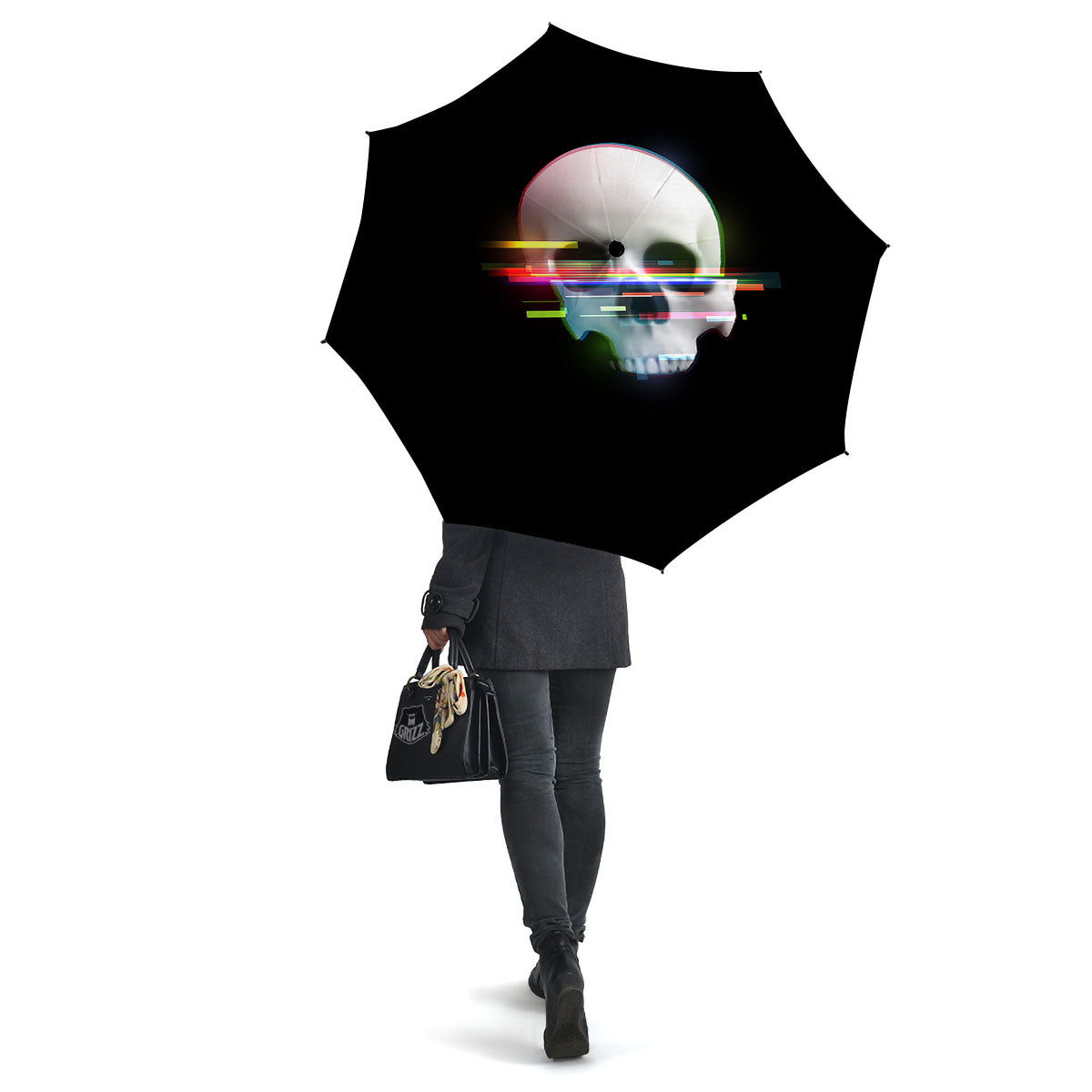 Astronaut Skull Digital Glitch Print Umbrella-grizzshop