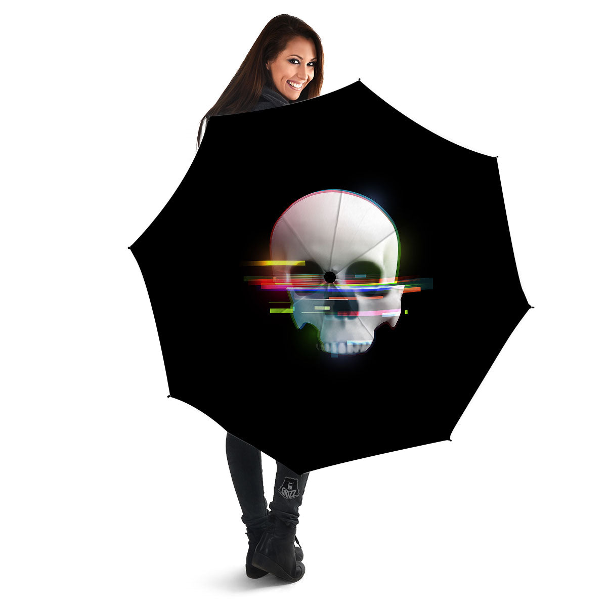 Astronaut Skull Digital Glitch Print Umbrella-grizzshop