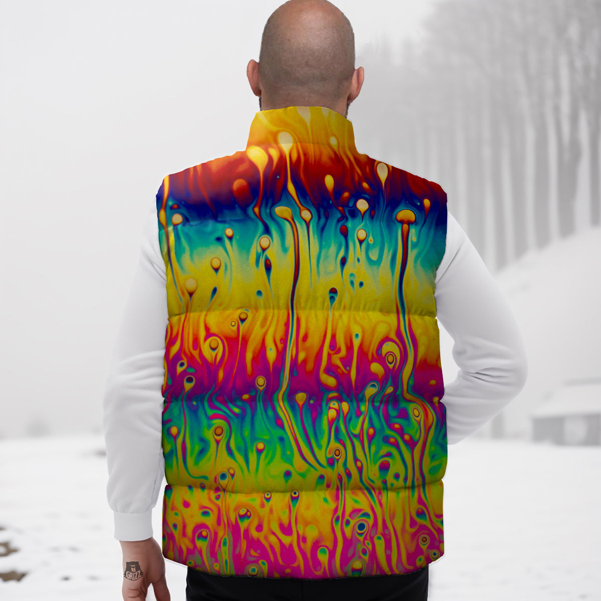 Astronaut Space Pattern Print Down Vest