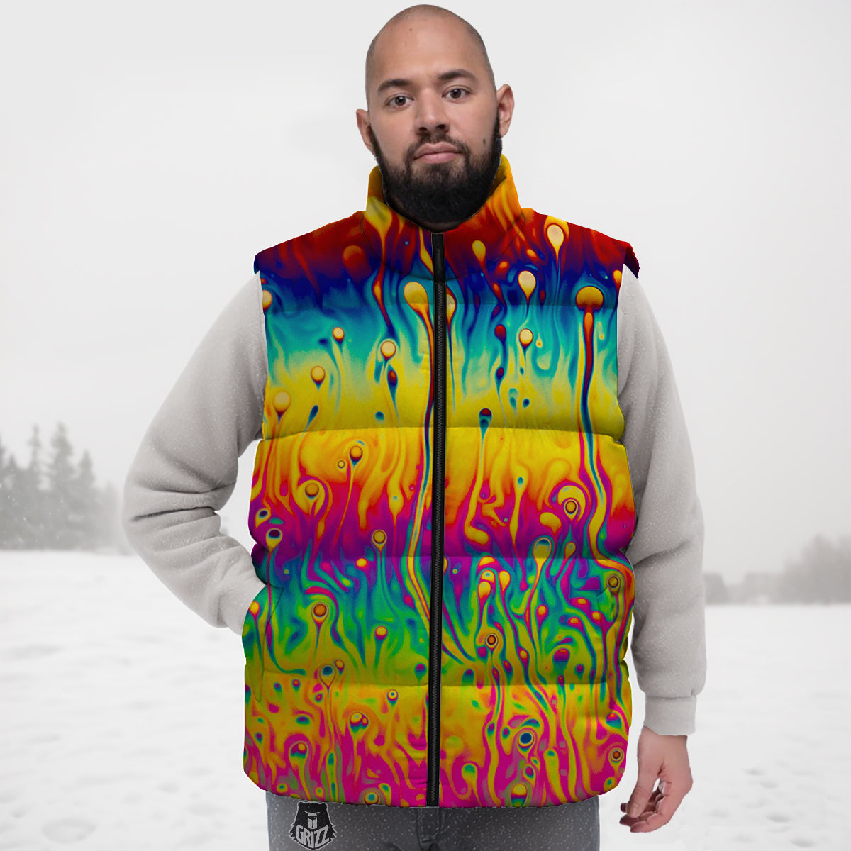 Astronaut Space Pattern Print Down Vest