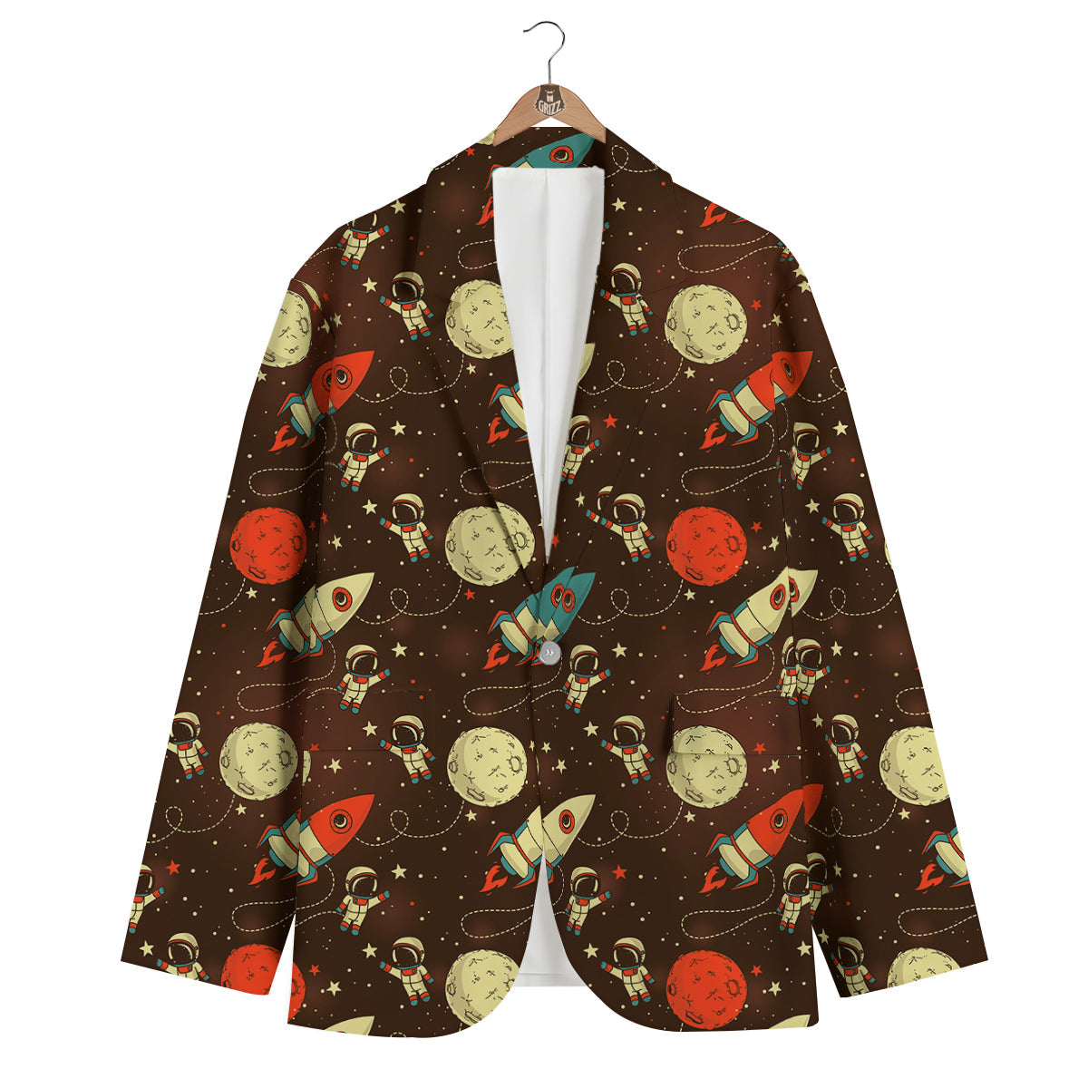 Astronaut Space Pattern Print Men's Blazer-grizzshop