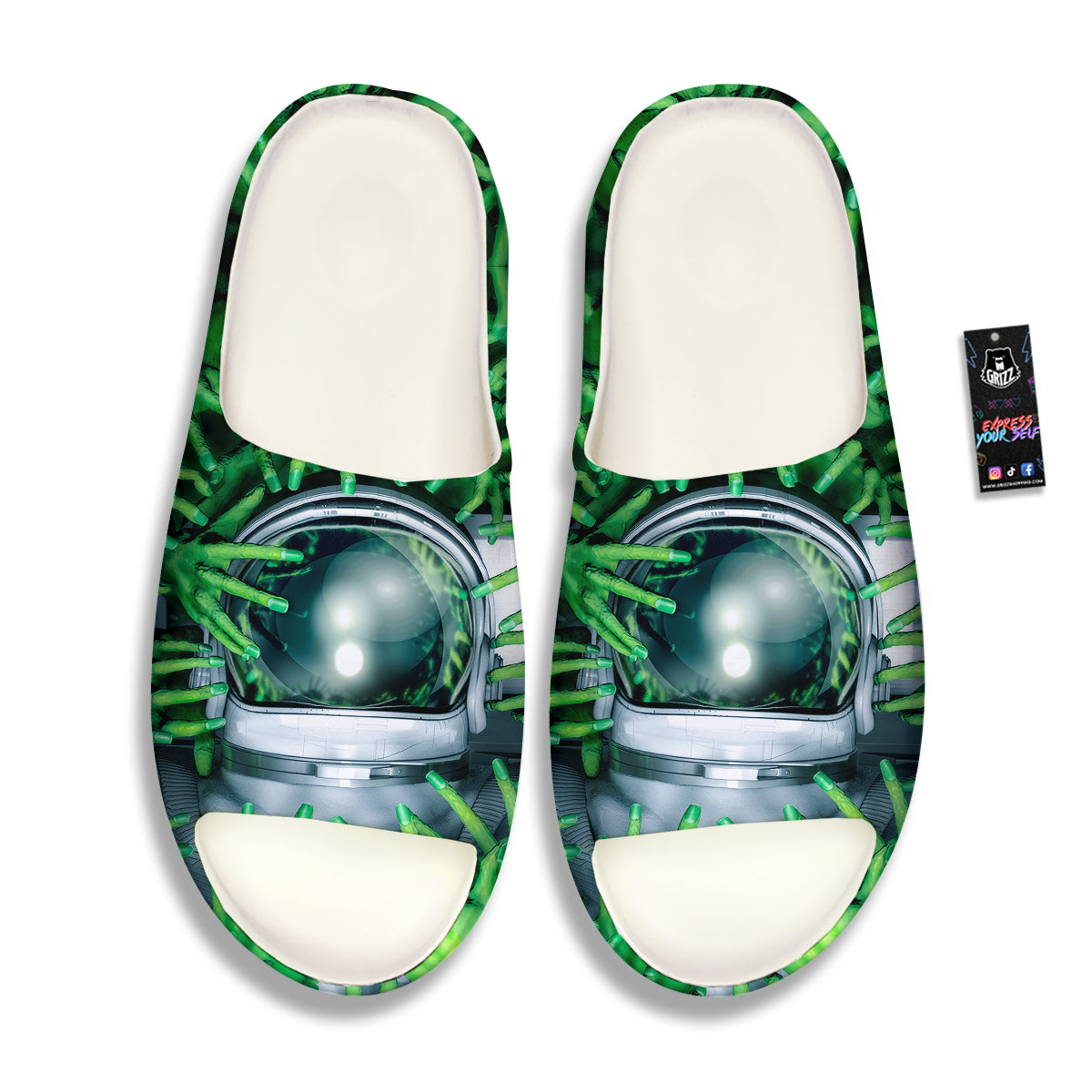 Astronaut And Alien Sci Fi Print Sandals-grizzshop