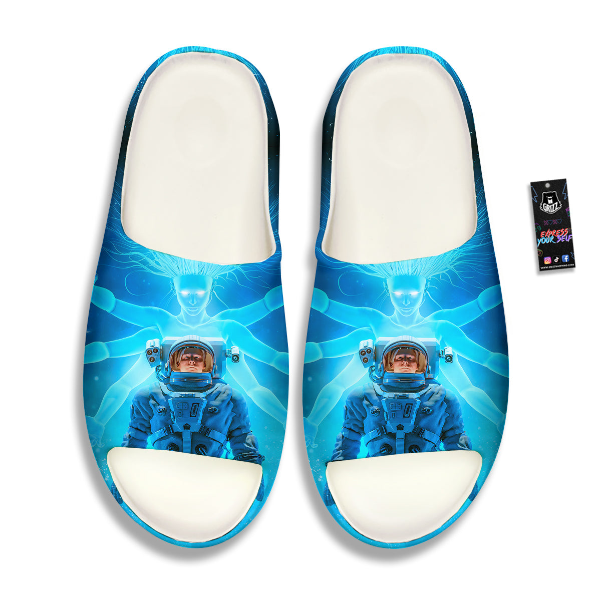 Astronaut And Female Alien Print Sandals-grizzshop