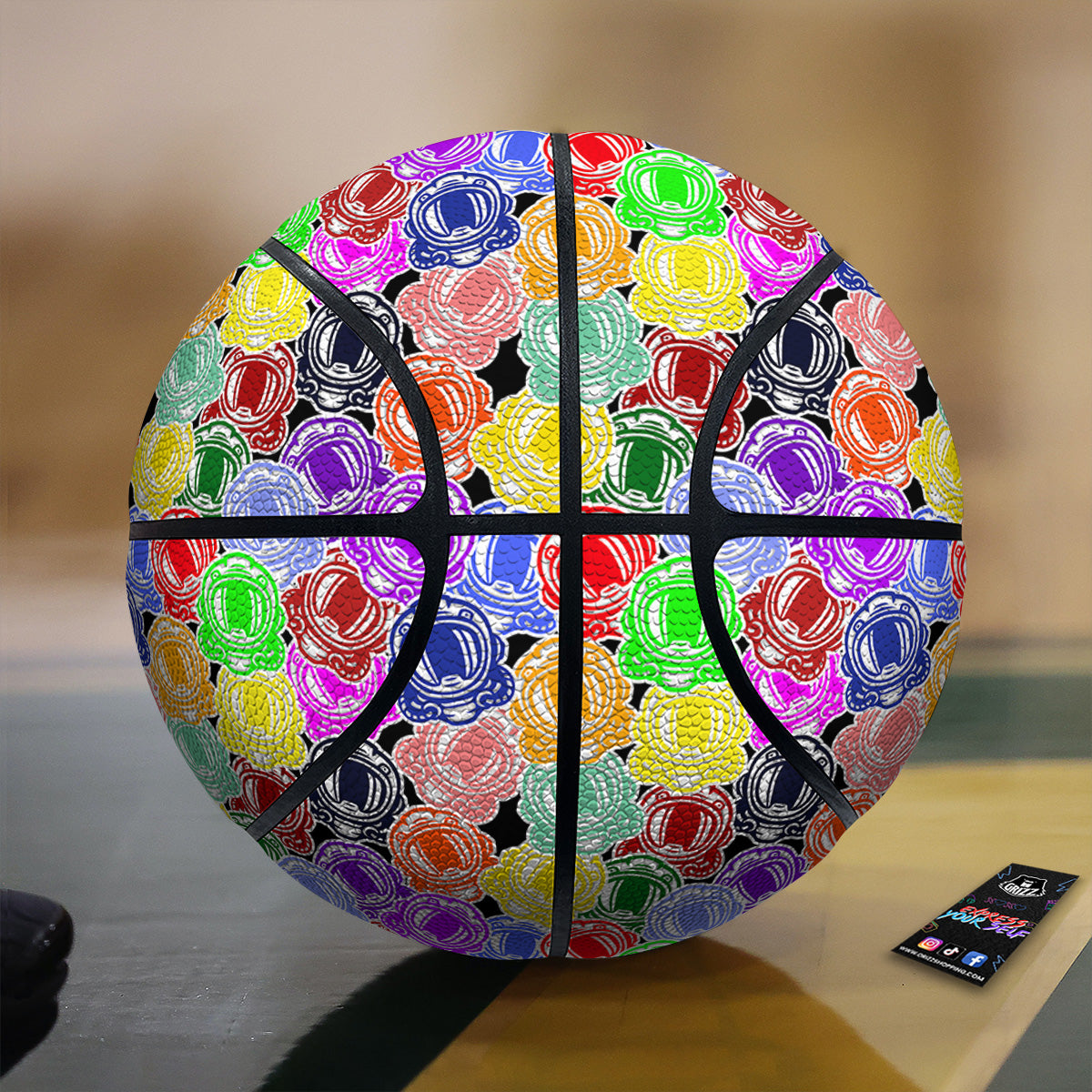 Astronaut Helmet Colorful Print Pattern Basketball