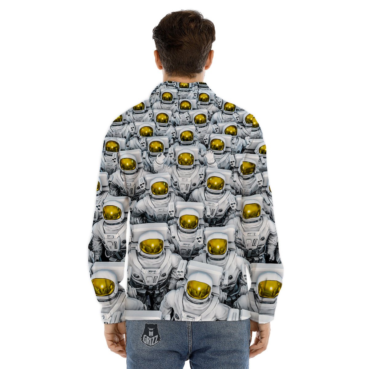 Astronauts Group Print Men's Dress Shirts-grizzshop