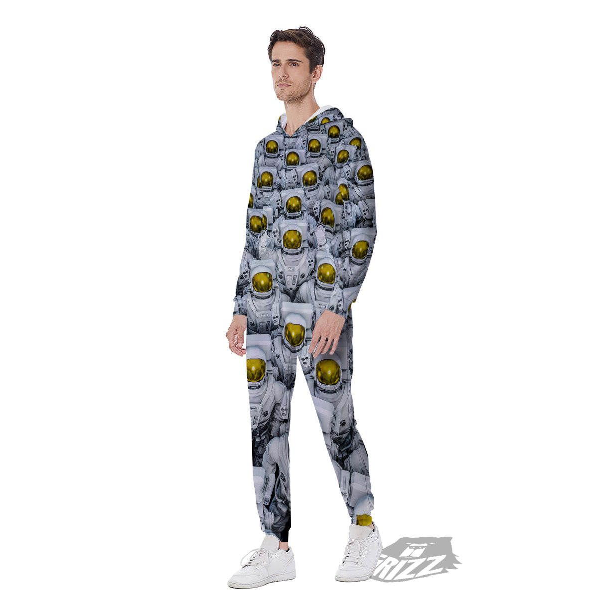 Astronauts Group Print Men's Jumpsuit-grizzshop