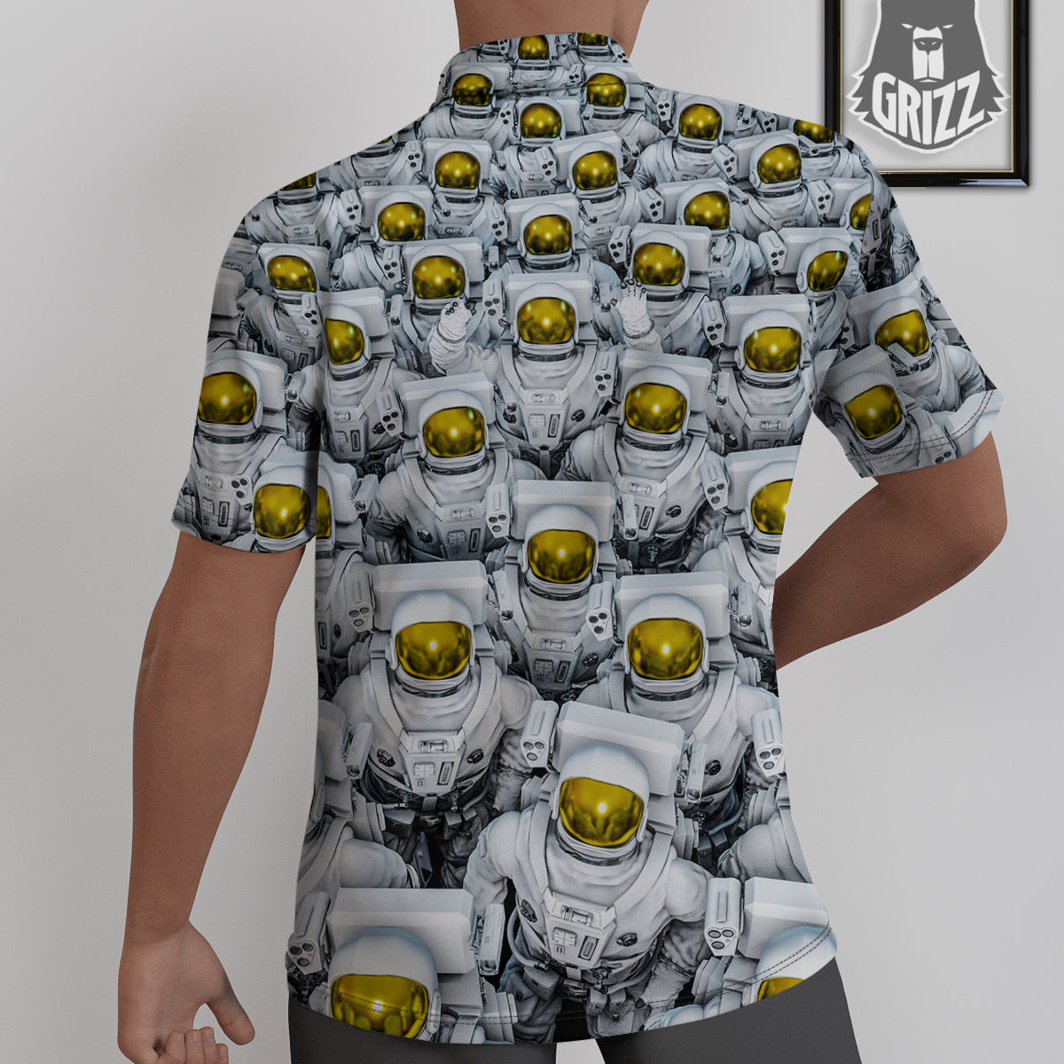 Astronauts Group Print Untucked Shirts-grizzshop