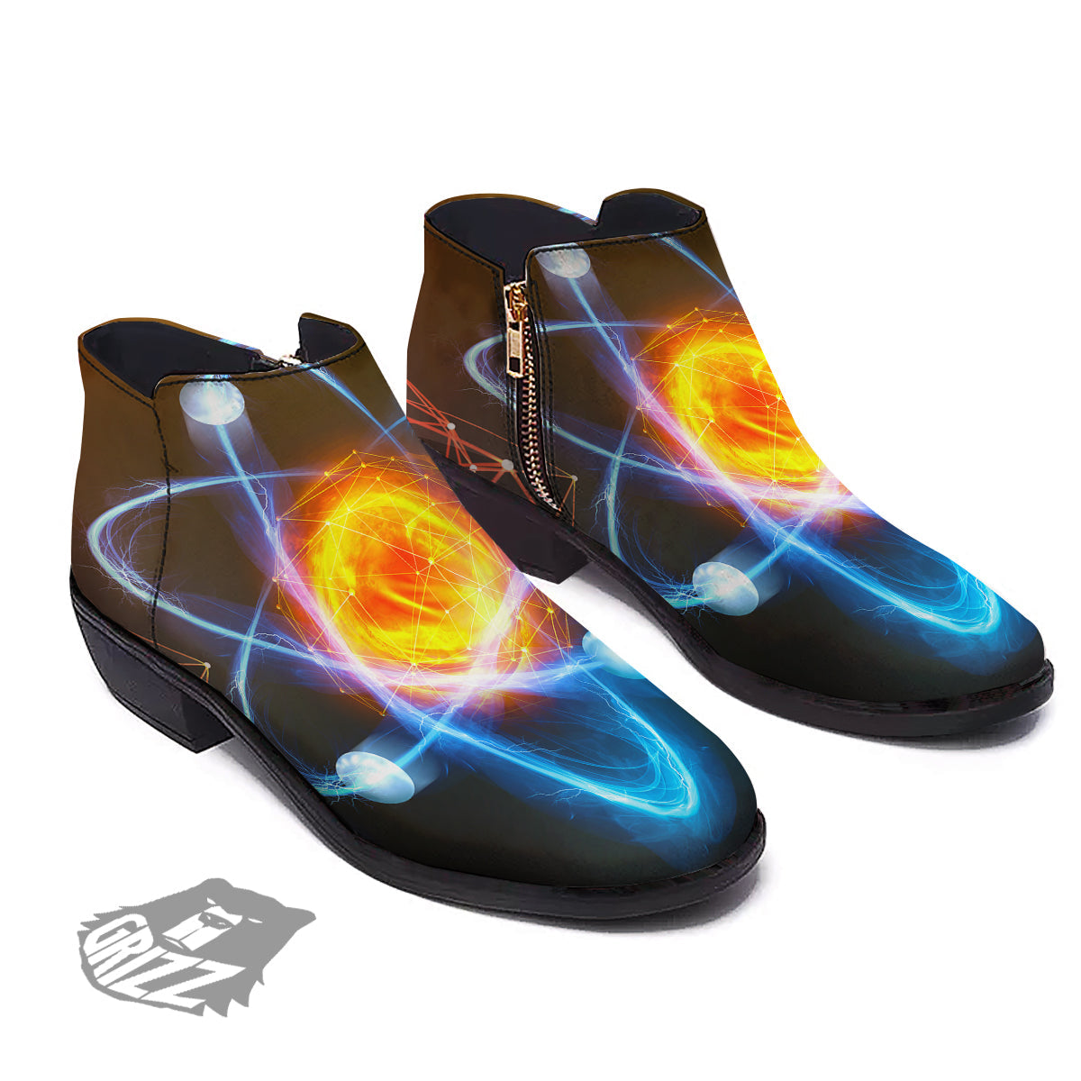 Atomic Structure Print Ankle Boots-grizzshop