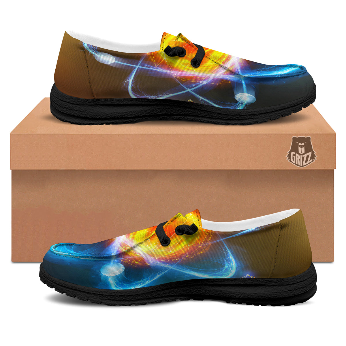 Atomic Structure Print Black Loafers-grizzshop
