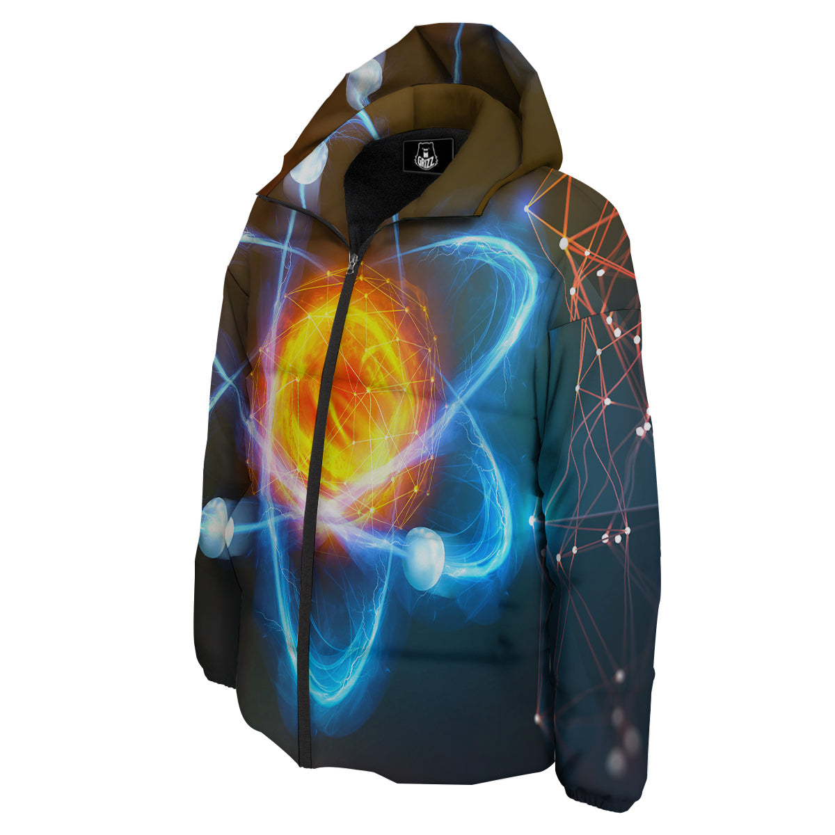 Atomic Structure Print Down Jacket-grizzshop