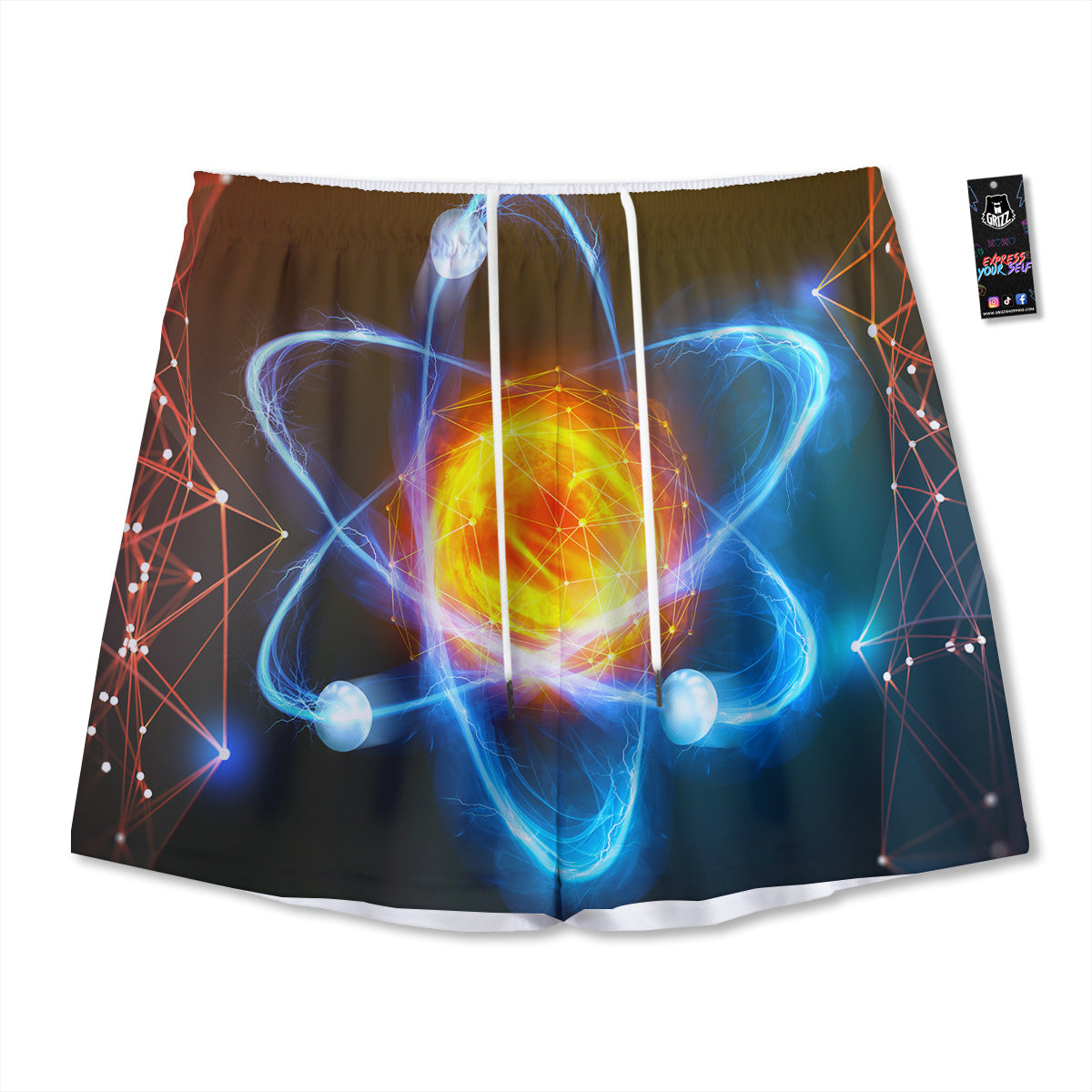 Atomic Structure Print Mesh Shorts-grizzshop