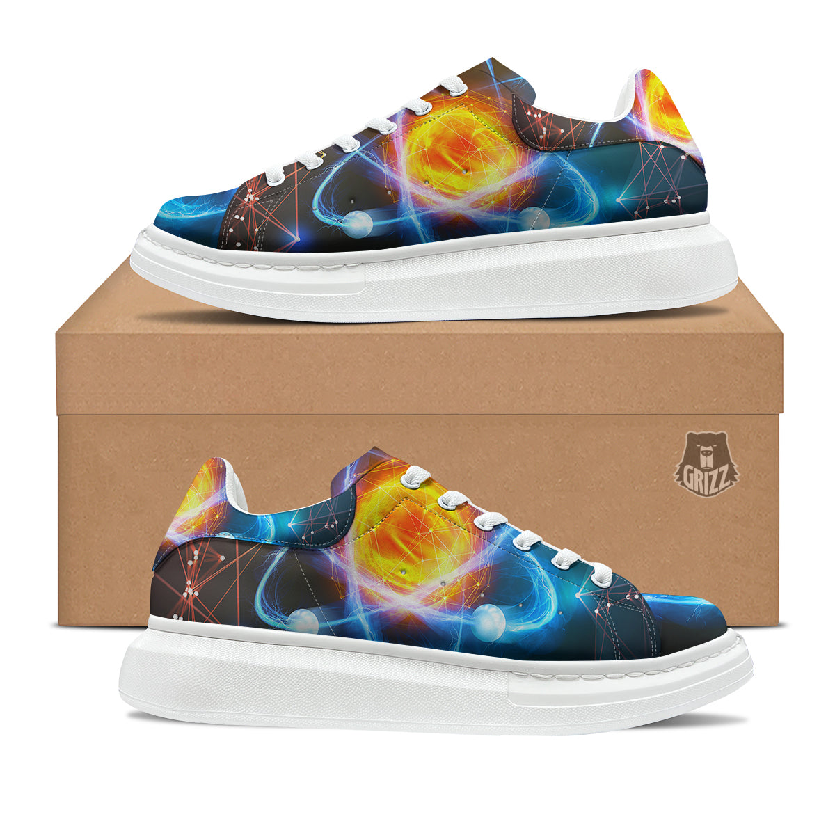 Atomic Structure Print Platform Shoes-grizzshop