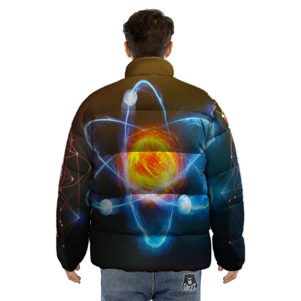 Atomic Structure Print Puffer Jacket-grizzshop