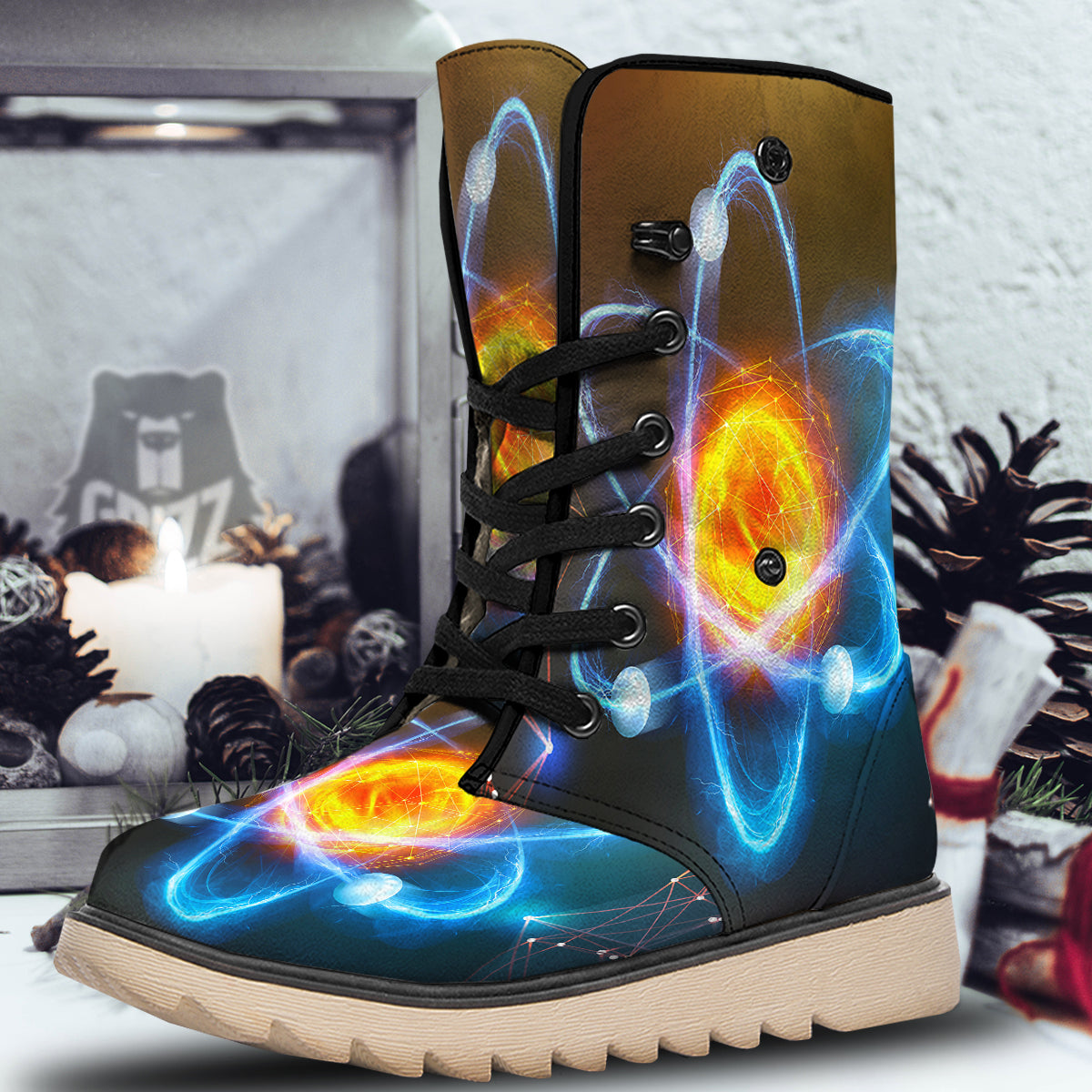 Atomic Structure Print Snow Boots-grizzshop