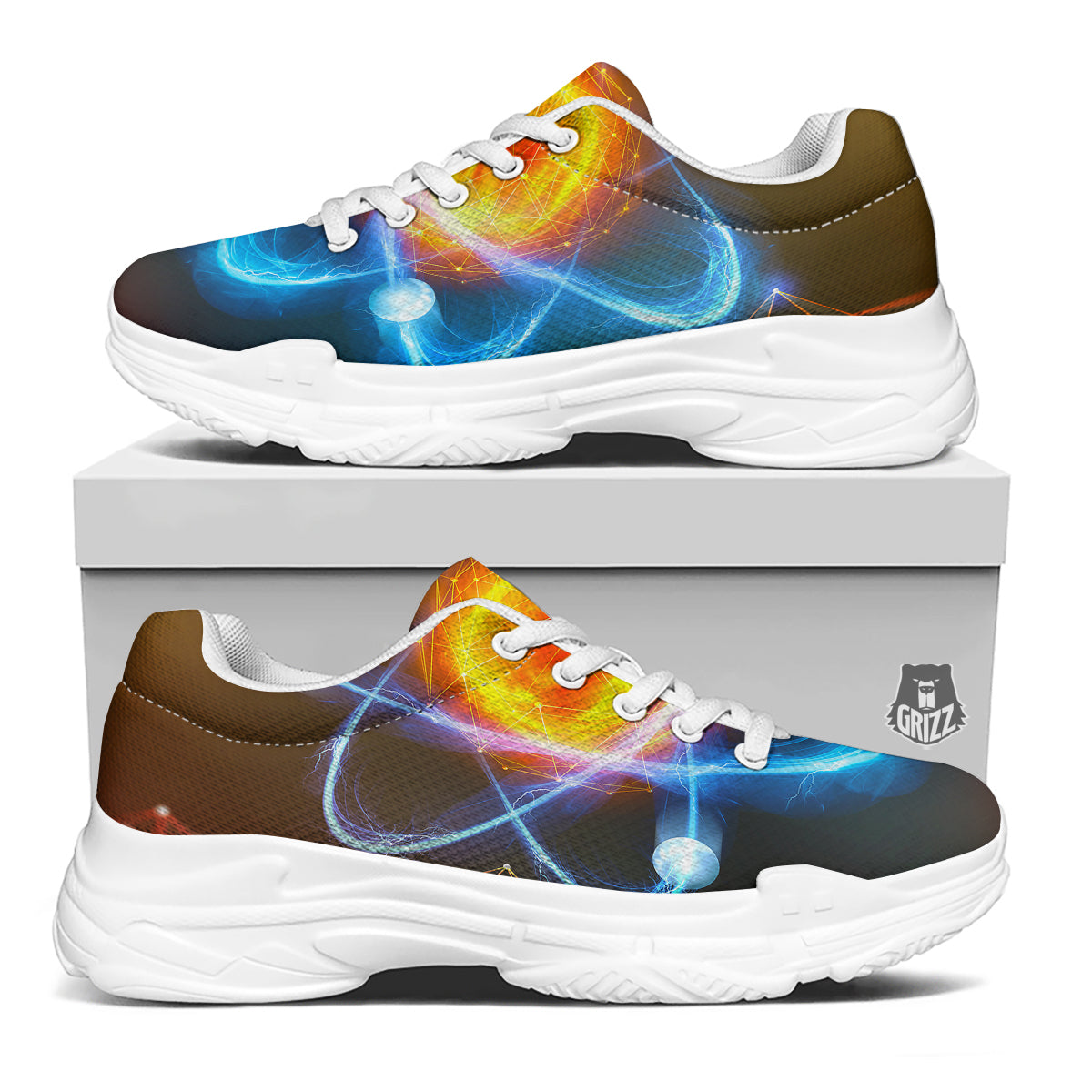 Atomic Structure Print White Chunky Shoes-grizzshop