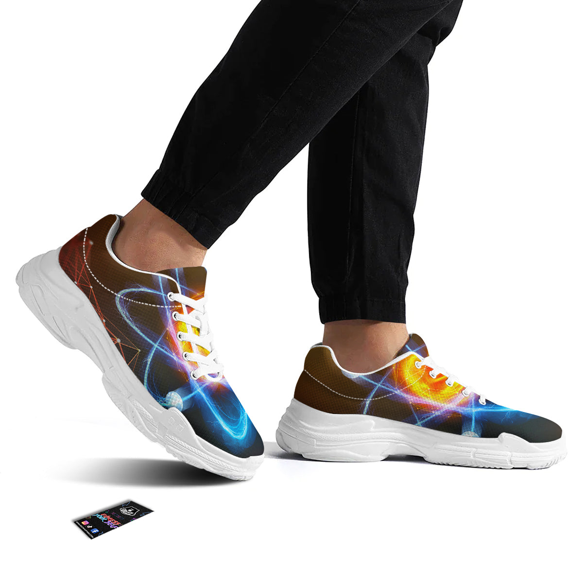Atomic Structure Print White Chunky Shoes-grizzshop