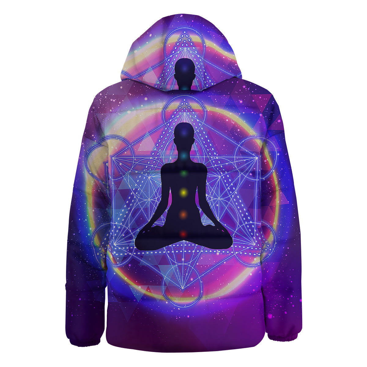 Aura Chakras Colorful Print Down Jacket-grizzshop