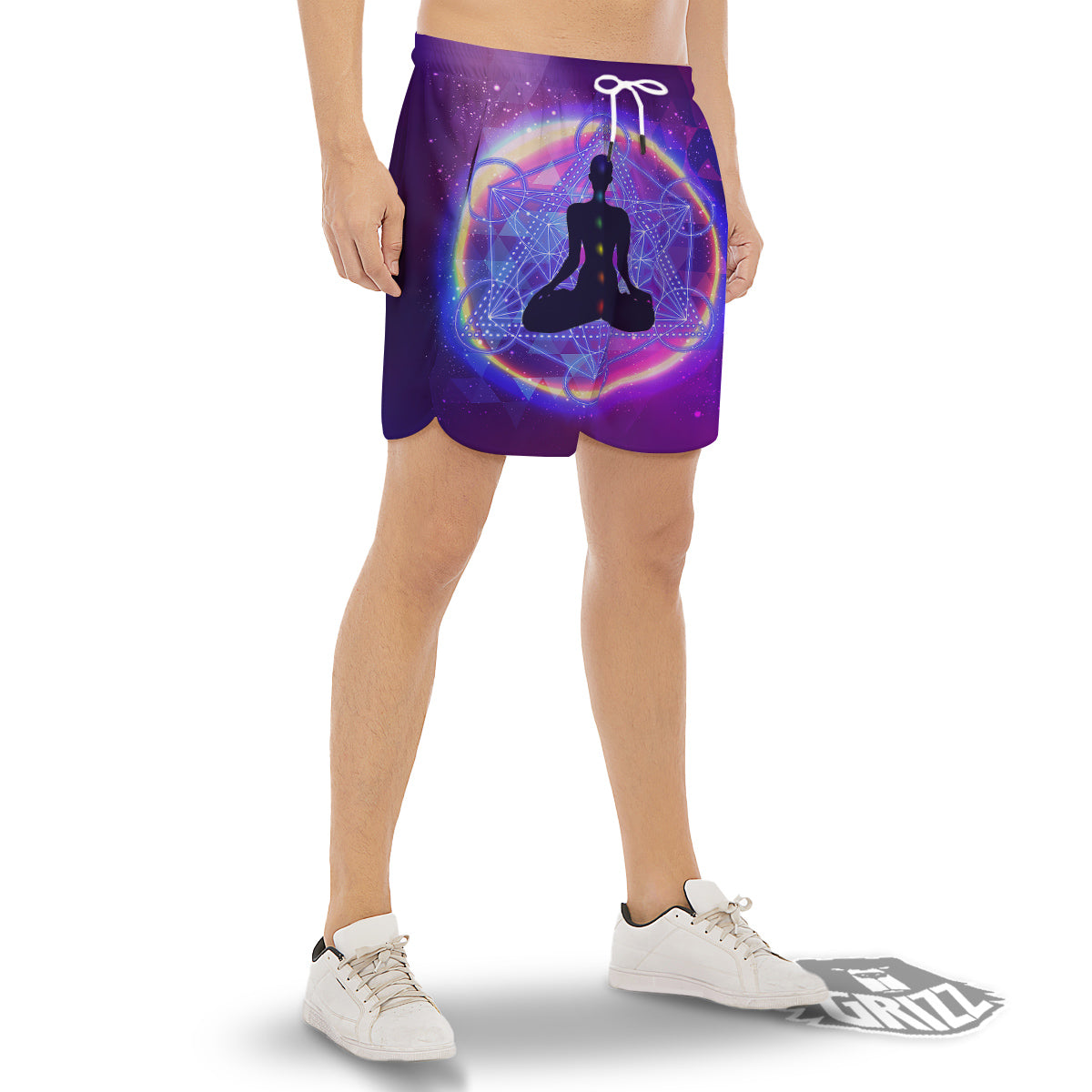 Aura Chakras Colorful Print Men's Gym Shorts-grizzshop