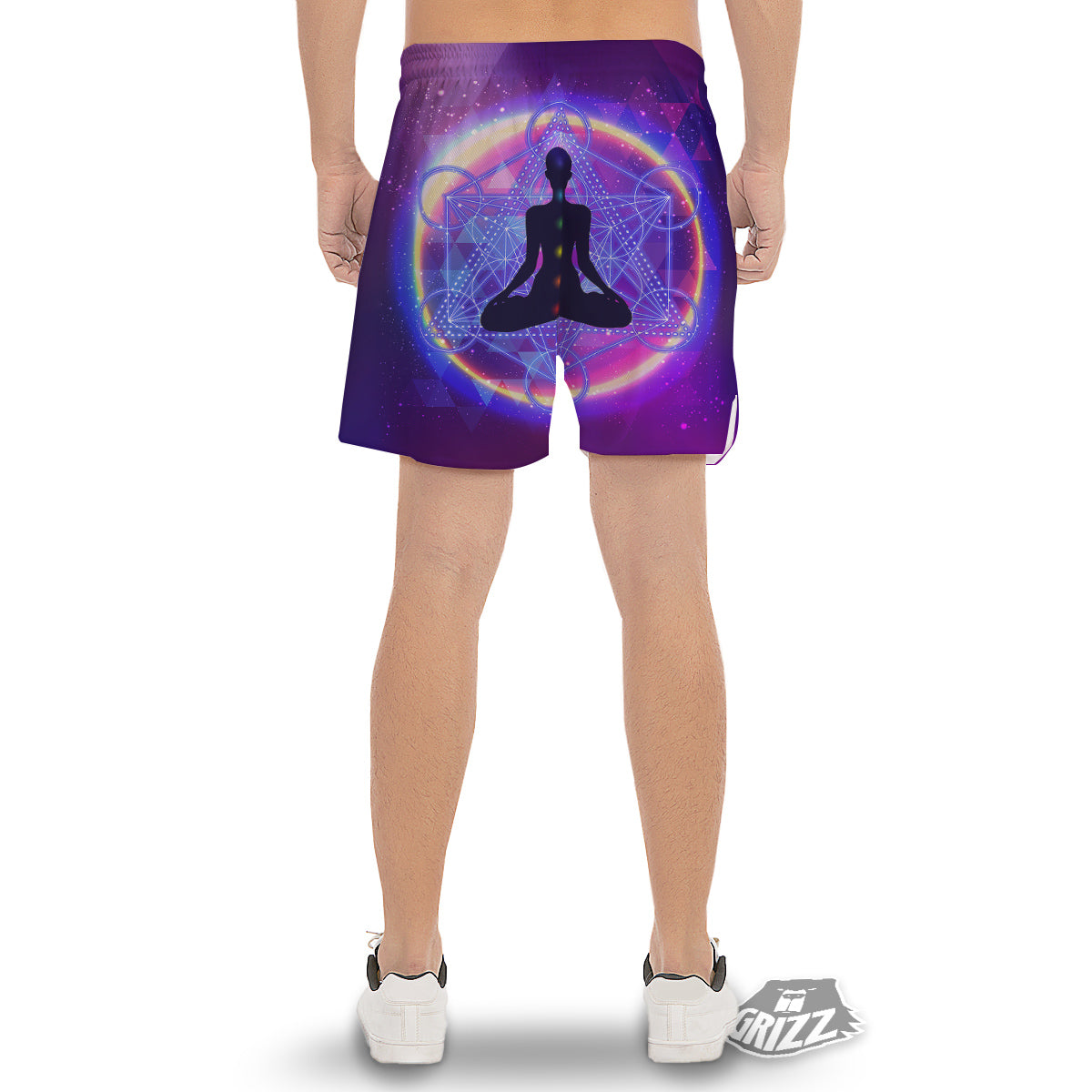 Aura Chakras Colorful Print Men's Gym Shorts-grizzshop