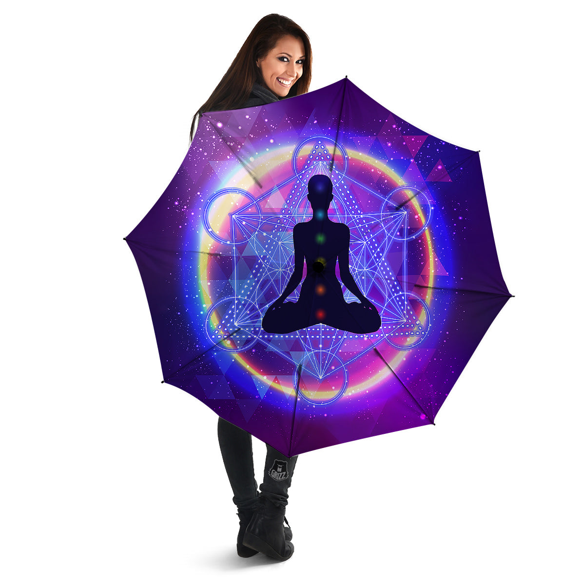 Aura Chakras Colorful Print Umbrella-grizzshop