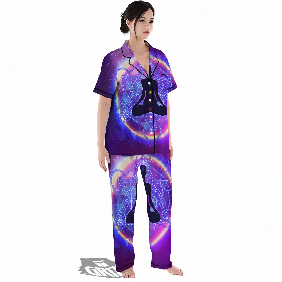 Aura Chakras Colorful Print Women's Pajamas Set-grizzshop