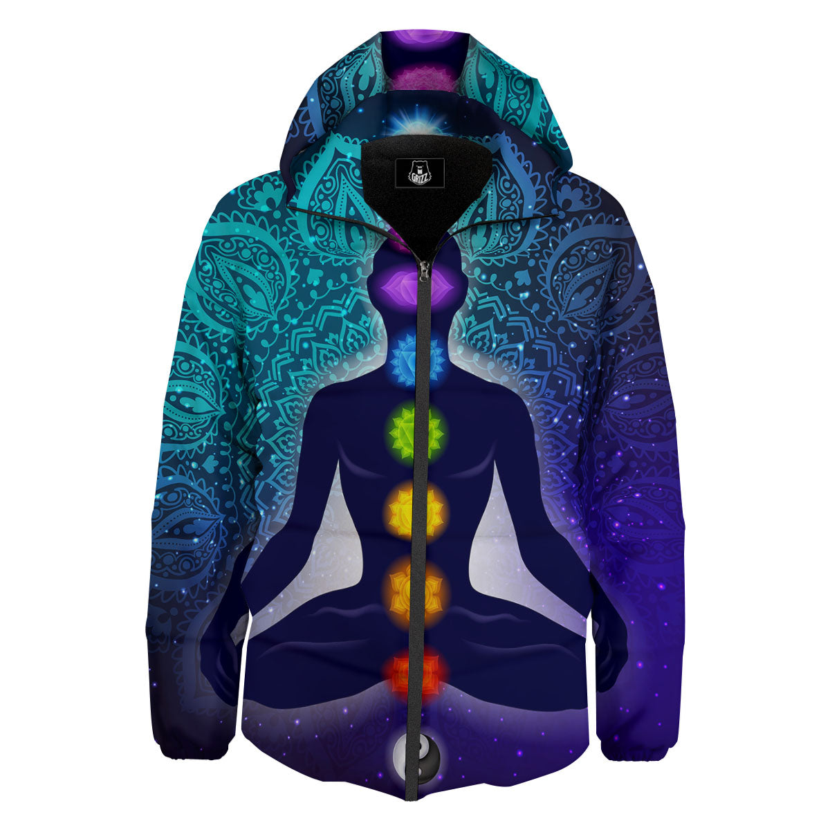 Aura Nine Chakras Print Down Jacket-grizzshop